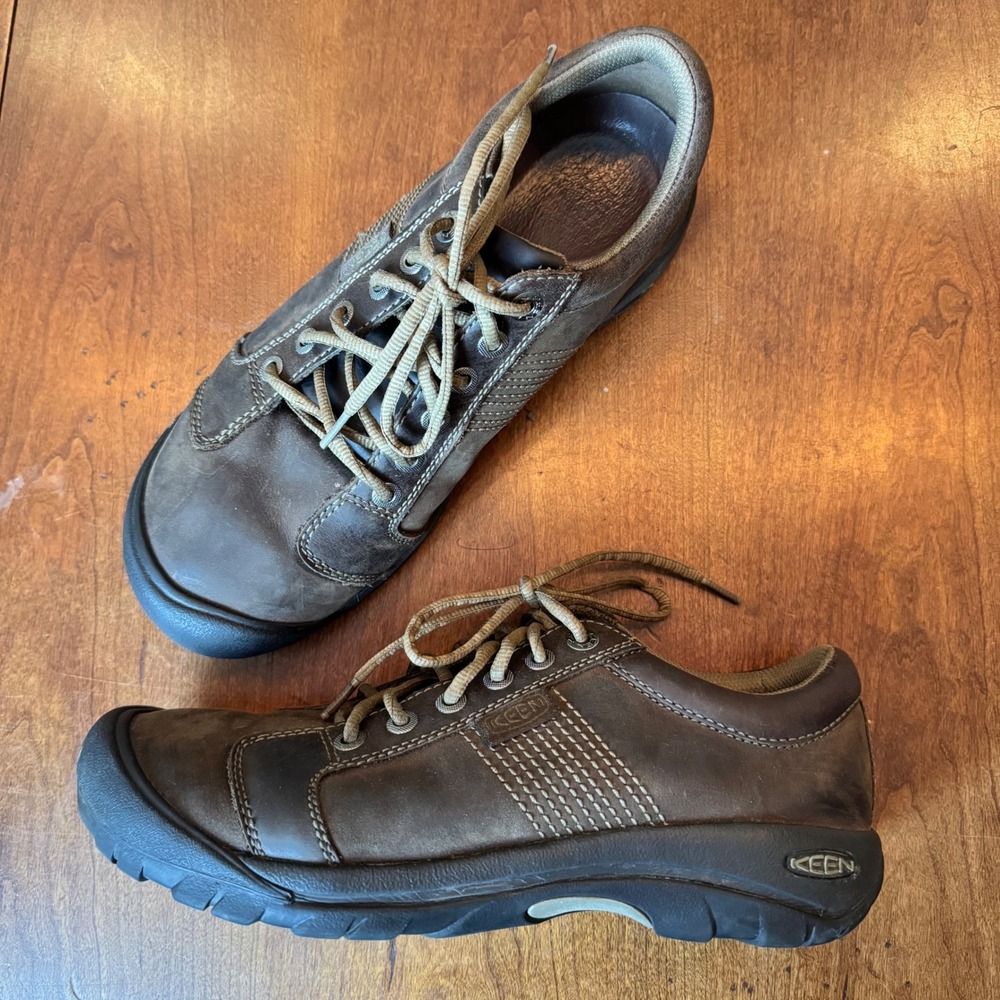 Keen Presidio Austin Oxford Shoes Men 10.5 Brown Leather Casual Hiking Sneakers - Picture 3 of 11